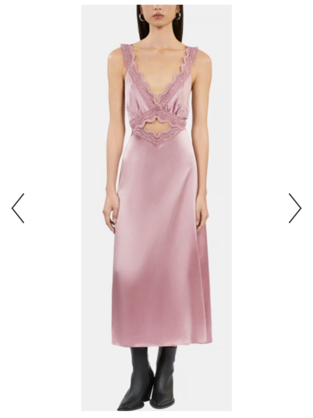 NWT The Kooples Dusty Rose Satin Lace-Trim Cutout Chemise US 8